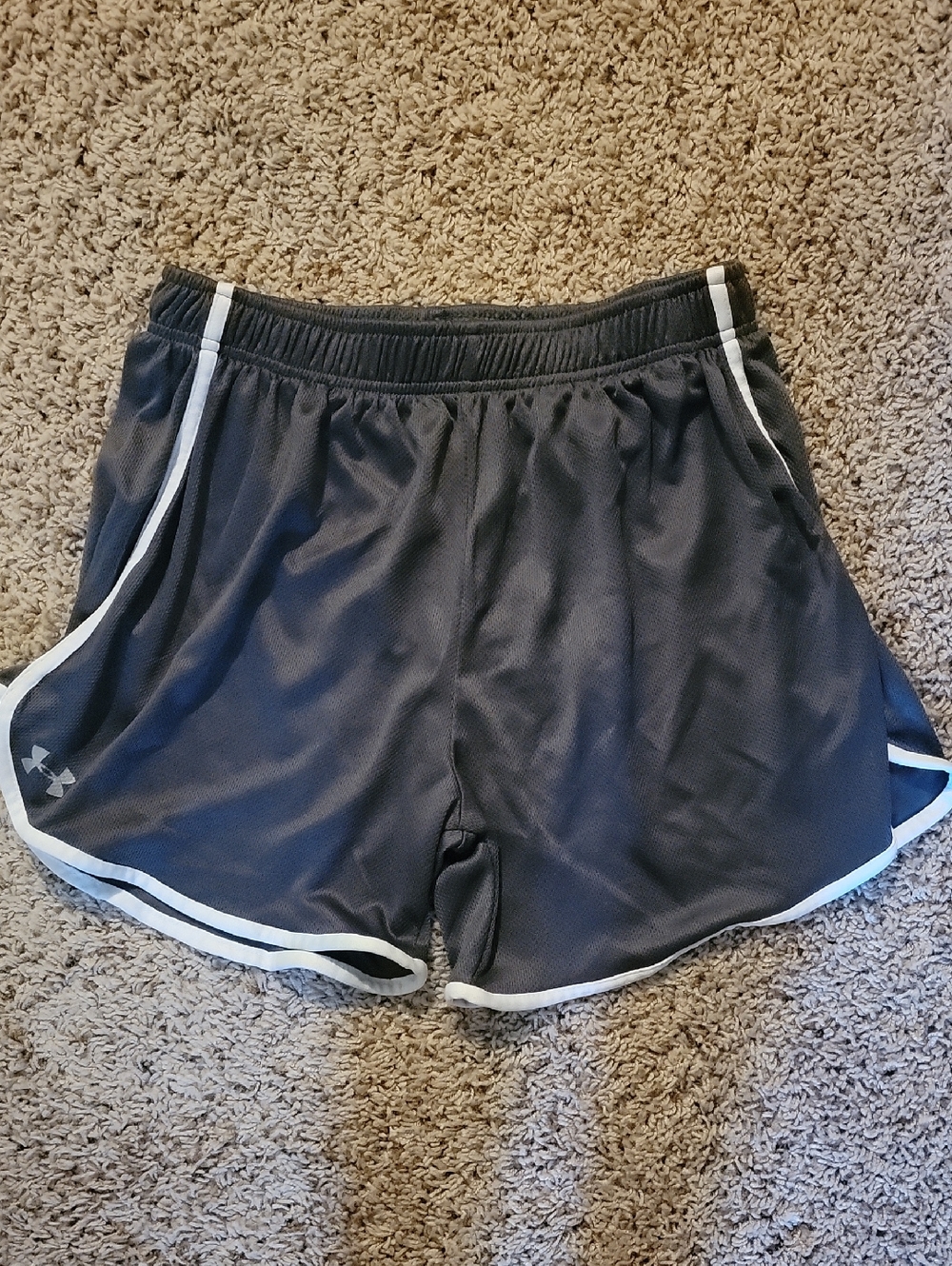 Under Armour Black Athletic Shorts with White Piping